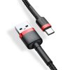 Baseus ACC Baseus Cafule USB for Type-C 3A 0.5m gyorstöltő adatkábel, piros/fekete