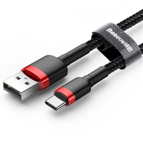 Baseus ACC Baseus Cafule USB Type-A – USB Type-C, 10W gyorstöltő adatkábel, 2m, fekete/piros