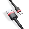 Baseus ACC Baseus Cafule USB Type-A – USB Type-C, 10W gyorstöltő adatkábel, 2m, fekete/piros