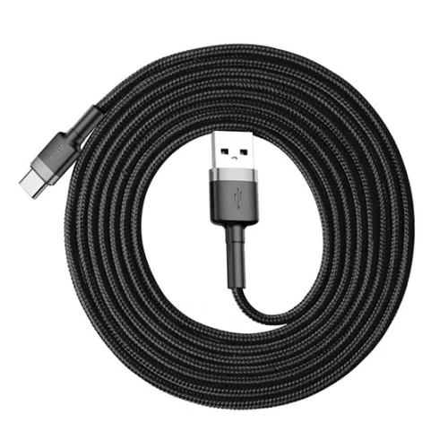 Baseus ACC Baseus Cafule USB Type-A – USB Type-C, 10W gyorstöltő adatkábel, 2m, fekete/szürke