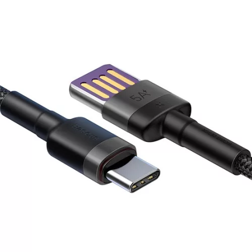 Baseus Cafule HW USB Type-A – USB Type-C, 40W gyorstöltő adatkábel, 1m, szürke/fekete