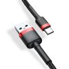 Baseus Cafule USB Type-A – USB Type-C, 2A töltőkábel, 3m, piros/fekete