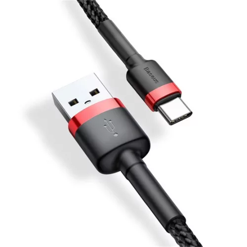 Baseus Cafule USB Type-A – USB Type-C, 2A töltőkábel, 3m, piros/fekete