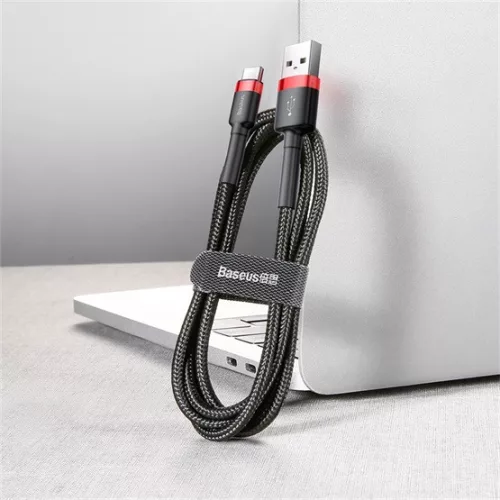 Baseus Cafule USB Type-A – USB Type-C, 2A töltőkábel, 3m, piros/fekete