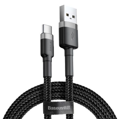 Baseus Cafule USB Type-A – USB Type-C, 2A töltőkábel, 3m, szürke/fekete
