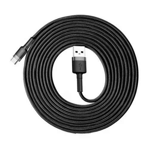 Baseus Cafule USB Type-A – USB Type-C, 2A töltőkábel, 3m, szürke/fekete