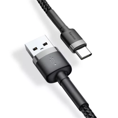 Baseus Cafule USB Type-A – USB Type-C, 2A töltőkábel, 3m, szürke/fekete
