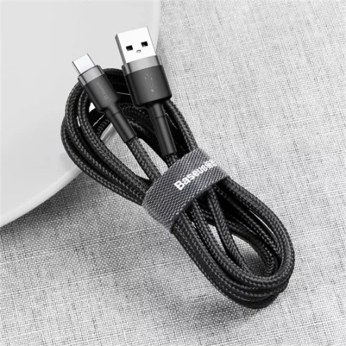 Baseus Cafule USB Type-A – USB Type-C, 2A töltőkábel, 3m, szürke/fekete
