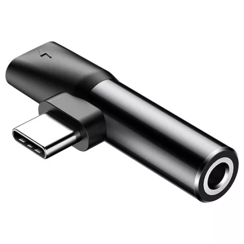 Baseus L41 USB Type-C – USB Type-C/3,5 mm jack audió és táp adapter, fekete