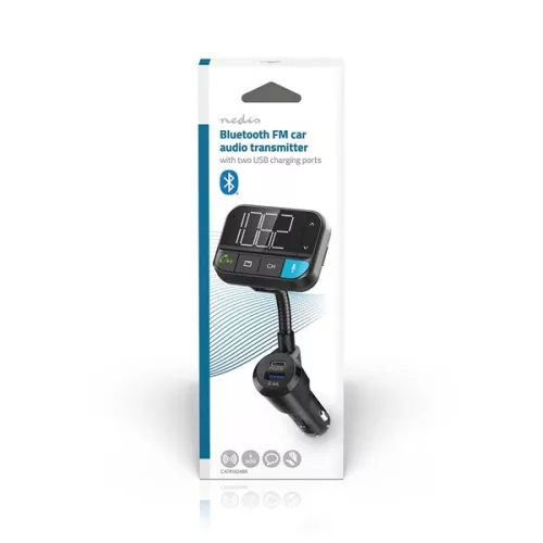 Nedis CATR1024BK FM transmitter, Bluetooth, PD 20W / QC 3.0, Gyorstöltés, Basszuskiemelés, Google Asszisztens / Siri
