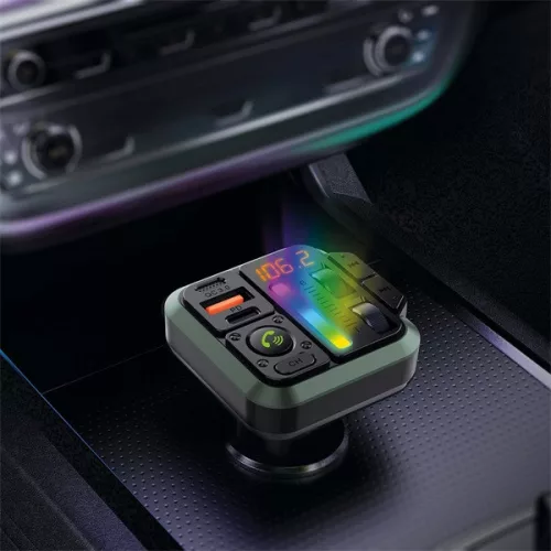 Nedis CATR2024BK FM transmitter, Bluetooth, PD 18 W / PD 20 W, Gyorstöltés, Basszuskiemelés, Google Asszisztens / Siri
