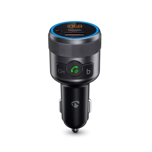 Nedis CATR3024BK FM transmitter, Bluetooth, PD 18 W / PD 24 W, Gyorstöltés, Basszuskiemelés, Google Asszisztens / Siri