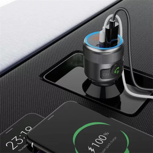 Nedis CATR3024BK FM transmitter, Bluetooth, PD 18 W / PD 24 W, Gyorstöltés, Basszuskiemelés, Google Asszisztens / Siri