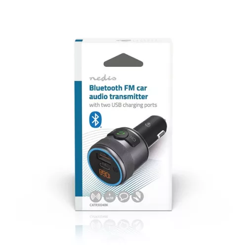 Nedis CATR3024BK FM transmitter, Bluetooth, PD 18 W / PD 24 W, Gyorstöltés, Basszuskiemelés, Google Asszisztens / Siri