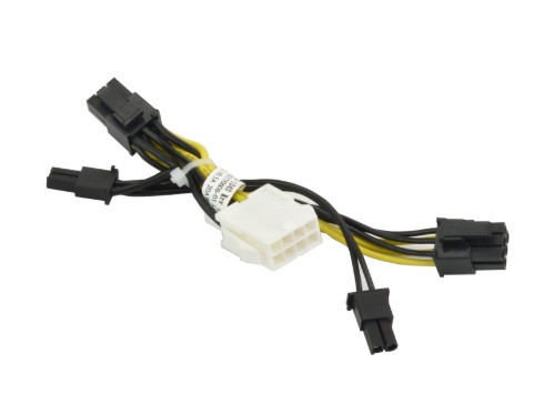 SUPERMICRO PCIe 8 pin male (black) to CPU 8 pin female (white) power adapter, 5cm, 18AWG, 1 cable per passive GPU
