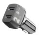 CELLULARLINE autós töltő 2 USB aljzat 2x12W, gyorstöltő, FEKETE