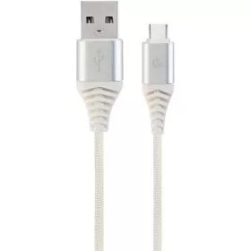   Gembird USB-C -> USB-A 2.0 M/M adatkábel 1m ezüst-fehér szövet borítás