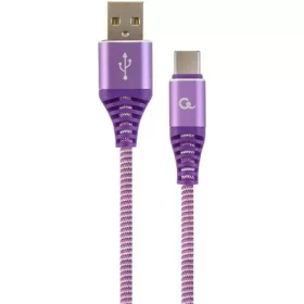   Gembird USB-C -> USB-A 2.0 M/M adatkábel 2m lila-fehér szövet borítás