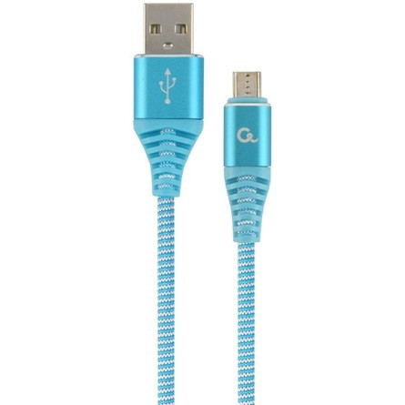 Gembird USB-A 2.0 -> USB-B 2.0 micro M/M adatkábel 2m kék-fehér Premium