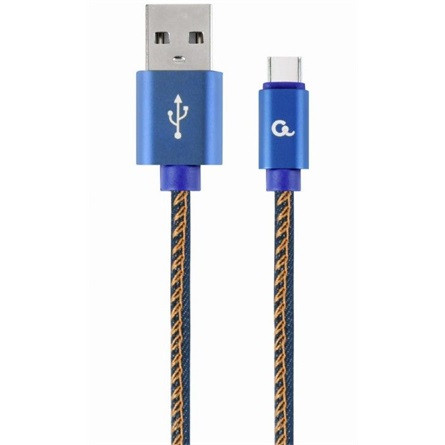 Gembird USB-C -> USB-A 2.0 M/M adatkábel 1m kék Premium jeans