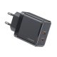 USAMS T54 hálózati töltő 2 Type-C aljzat 40W, PD gyorstöltő, FEKETE