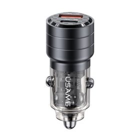   USAMS C36 autós töltő USB+Type-C aljzat 95W, PD gyorstöltő, FEKETE