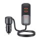 USAMS C40 autós töltő 3 USB+2 Type-C aljzat 165W, LED kijelző + 1.5m hosszabbító, FEKETE