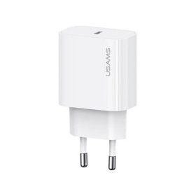   USAMS T65 hálózati töltő Type-C aljzat 20W, PD gyorstöltő, FEHÉR