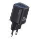 USAMS CC248 hálózati töltő Type-C aljzat 20W, PD gyorstöltő, FEKETE