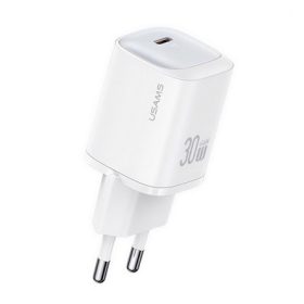   USAMS CC251 hálózati töltő Type-C aljzat 30W, PD gyorstöltő, FEHÉR