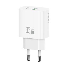   USAMS T65 hálózati töltő USB+Type-C aljzat 33W, PD gyorstöltő, FEHÉR