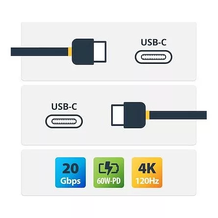StarTech 20Gbps USB4 -> USB4 M/M adatkábel 3m fekete-szürke