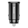 Baseus Square Metal autós gyorstöltő 30W, 2×USB Type-A, fekete
