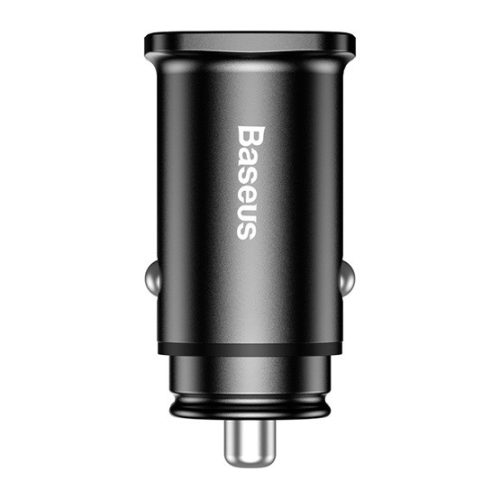 Baseus Square Metal autós gyorstöltő 30W, 2×USB Type-A, fekete