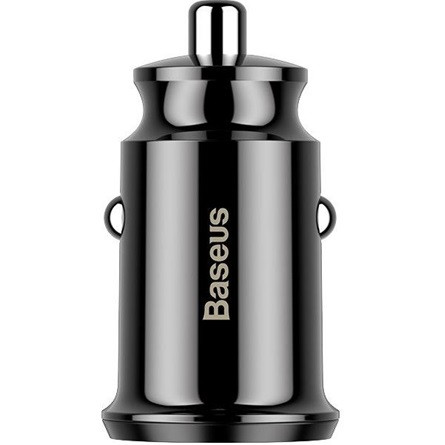 BASEUS GRAIN autós töltő 2 USB aljzat 15W, túlfeszültség elleni védelem, FEKETE