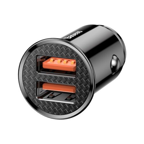 Baseus Circular Plastic autós gyorstöltő 30W, 2×USB Type-A, fekete