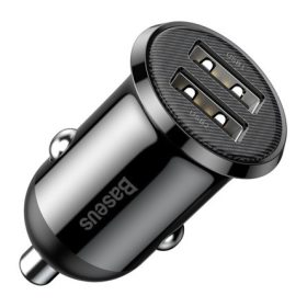   BASEUS GRAIN PRO autós töltő 2 USB aljzat 24W, gyorstöltő, FEKETE