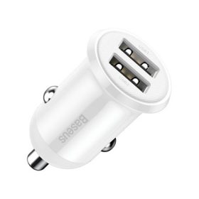   BASEUS GRAIN PRO autós töltő 2 USB aljzat 24W, gyorstöltő, FEHÉR