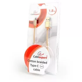   Gembird USB-C -> USB-A 2.0 M/M adatkábel 1.8m arany szövet birítás