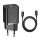 BASEUS hálózati töltő Type-C aljzat 25W, PD gyorstöltő + Type-C kábel, FEKETE
