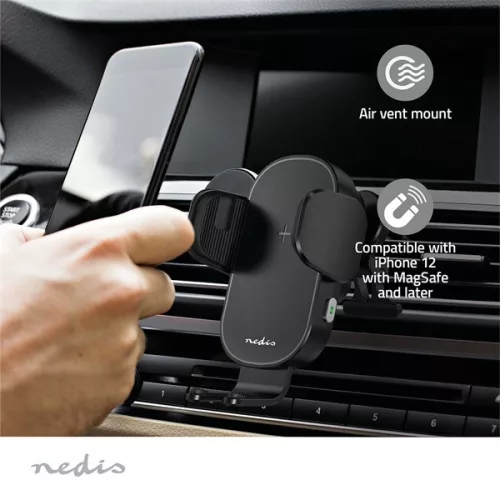 Nedis SCCHAQ15W110BK autós talefontartó konzolba szerelt vezeték nélküli töltő, motorosan nyit / zár