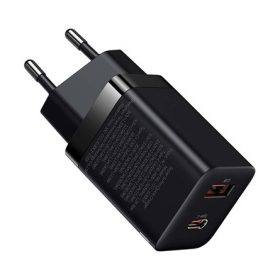   BASEUS SUPER SI PRO hálózati töltő USB+Type-C aljzat 30W, PD gyorstöltő 3.0, FEKETE