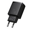 Baseus CHG Baseus Compact Quick Charger U+C 20W hálózati gyorstöltő, fekete