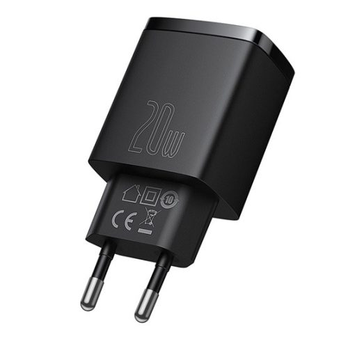 Baseus CHG Baseus Compact Quick Charger U+C 20W hálózati gyorstöltő, fekete
