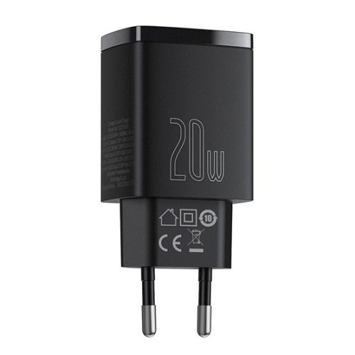 Baseus CHG Baseus Compact Quick Charger U+C 20W hálózati gyorstöltő, fekete