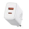 Baseus CHG Baseus Compact Quick Charger U+C 20W hálózati gyorstöltő, fehér