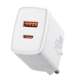   Baseus CHG Baseus Compact Quick Charger U+C 20W hálózati gyorstöltő, fehér