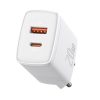 Baseus CHG Baseus Compact Quick Charger U+C 20W hálózati gyorstöltő, fehér