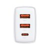 Baseus CHG Baseus Compact Quick Charger 2U+C 30W hálózati gyorstöltő, fehér