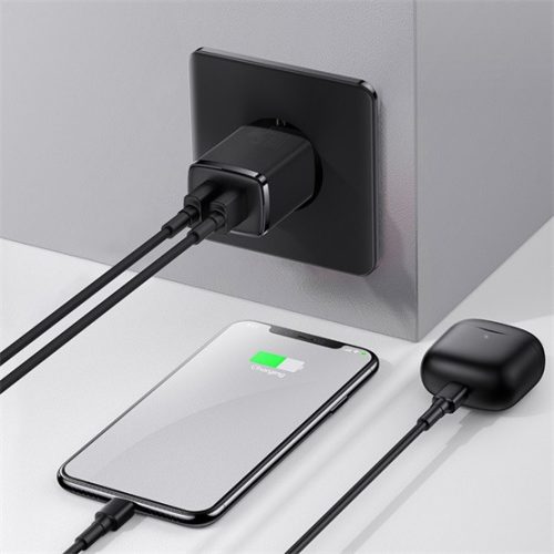 Baseus Compact hálózati töltő 10.5W, 2×USB Type-A, fekete